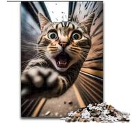 Jigsaws 1000 Pieces for Adults Rogue Cat on The Loose Made of Wood, Unique DIY Home Decor Gift Idea 50x75cm Adult & Family Activity, DIY Home Decor Gift