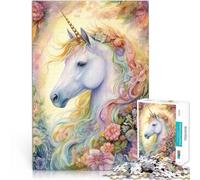 Jigsaws 1000 Pieces for Adults Romantic Flower Unicorn Intellektuelles Spiel eignet sich ideal als Geschenk für die ganze Familie38x26cm