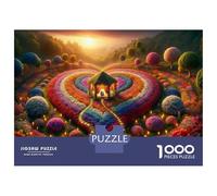 Jigsaws 1000 Pieces for Adults Romantic Garden Sunset Jigsaw for Adults Relaxing Games Presents for Women Fun at Home Activities, 70x50cm/1000pcs
