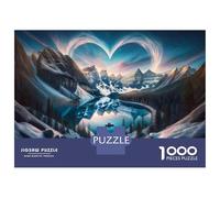 Jigsaws 1000 Pieces for Adults Romantic Heart-Shaped Lake Jigsaws for Adults Hands-on Game Difficult Challenge Challenging Game Gifts 52x38cm/1000pcs