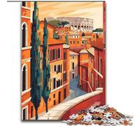 Jigsaws 1000 Pieces for Adults Rome Italy Minimalist Family Entertainment Toys with Matching Poster And Trivia Sheet (50x75cm) 1000pcs