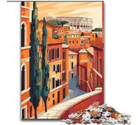 Jigsaws 1000 Pieces for Adults Rome Italy Minimalist, Help The Brain Exercise Addictive Toys to Cultivate Patience Perfect Decoration 26x38cm
