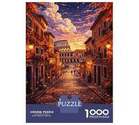 Jigsaws 1000 Pieces for Adults Rome Street with Colosseum at Sunset Jigsaw for Adults Relaxing Games Presents for Women Fun at Home Activities, 38x26cm/1000pcs