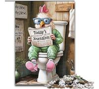 Jigsaws 1000 Pieces for Adults Rooster Go Toilet cardboard Puzzles Brain Teaser Game for Teenagers, Perfect 26x38cm