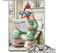 Jigsaws 1000 Pieces for Adults Rooster Go Toilet Impossible Jigsaw Puzzles for Adults size 50x75cm for Mother'S Day, Birthdays, Christmas