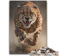 Jigsaws 1000 Pieces for Adults Running Cheetah Family Game Stress Reliever Difficult Challenge Suitable for Couples 50x75cm