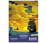 Jigsaws 1000 Pieces for Adults Sailing Ship at Sunset Jigsaws for Adults Hands-on Game Difficult Challenge Challenging Game Gifts 70x50cm/1000pcs