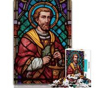 Jigsaws 1000 Pieces for Adults Saint A Stained Glass Adult Jigsaw,Stress Reliever Difficult Challenge Suitable for Desktop Decoration 26x38cm