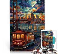 Jigsaws 1000 Pieces for Adults San Francisco Night Ride Herausfordernd Schwierig Einzigartige Wohndekoration und Geschenke52x38cm