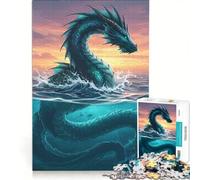 Jigsaws 1000 Pieces for Adults Sea Serpent Emerging from The Ocean Educational Games Difficult And Challenge Unique Challenge Game 50x75cm
