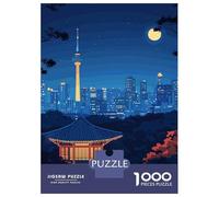 Jigsaws 1000 Pieces for Adults Seoul Cityscape at Night Puzzles for Adults Brain Teaser Game Stress Reliever Unique Birthday And Xmas Gifts 38x26cm/1000pcs