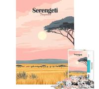 Jigsaws 1000 Pieces for Adults Serengeti Tanzania Landscape Illustration Educational Games Learning Educational Toys Gifts For Birthdays A Work of Art (Size 75x50cm)