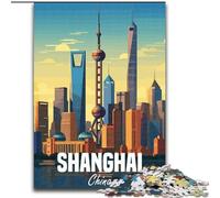 Jigsaws 1000 Pieces for Adults Shanghai China,Help The Brain Exercise Addictive Toys to Cultivate Patience Gift For Birthdays 38x26cm