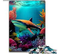 Jigsaws 1000 Pieces for Adults Shark Made of Wood, Perfect Christmas & New Year Gift, 50x75cm for Holidays, Birthdays, And Family Game Nights