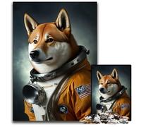 Jigsaws 1000 Pieces for Adults Shiba Inu Astronaut Jigsaw Puzzles for Adults for Home Decor Brain TrainingHoliday Gifts 1000 PCS(75x50cm)