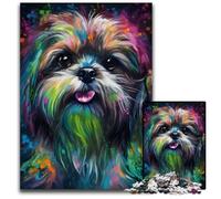 Jigsaws 1000 Pieces for Adults Shih Tzu Dog Fiction Challenging Puzzles Interactive Family Game DIY Home Decor Brain Challenge Gift 1000 PCS(38x26cm)