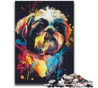 Jigsaws 1000 Pieces for Adults Shih Tzu Neon Adult Puzzles,Challenging Game Gifts for Is Ideal As A Gift for The Whole Family (26x38cm)