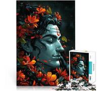 Jigsaws 1000 Pieces for Adults Shiva in Floral Glow Made of wood Suitable for ages 14 and up Train your brain and your hands Christmas game Gifts 。size：50x75cm/19.68x29.52inch