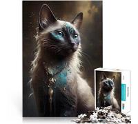 Jigsaws 1000 Pieces for Adults Siamese Cat Mythical beast Schwierig und herausfordernd Geburtstagsgeschenk75x50cm