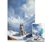 Jigsaws 1000 Pieces for Adults Siberian Husky in The Snowy Educational Games Difficult And Challenge Unique Challenge Game 38x52cm