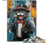 Jigsaws 1000 Pieces for Adults Singing Cat, Family Game Stress Reliever Difficult Challenge Enhance Love between Couples (size 26x38cm)