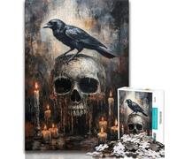 Jigsaws 1000 Pieces for Adults Skeleton Crow,Stress Reliever Difficult Challenge Every Piece Is Unique - Challenging Family Fun Game (38x26cm)
