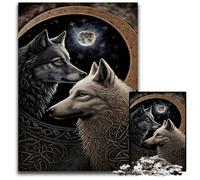 Jigsaws 1000 Pieces for Adults Skoll And Hati Norse Wolf Puzzles for Adults Educational Activity for Cognitive Skills Cognitive Skill Improvement 1000 PCS(75x50cm)