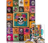 Jigsaws 1000 Pieces for Adults Skull Collage 1000 Piece Jigsaw,Family Entertainment Toys with Matching Poster And Trivia Sheet 38x26cm
