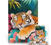 Jigsaws 1000 Pieces for Adults Sleeping Tiger in Jungle Made of wood Suitable for people aged 14 and above Home Art Decor Artists' Collection, Fine Arts。size:50x75cm/19.68x29.52inch