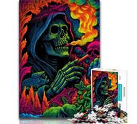 Jigsaws 1000 Pieces for Adults Smoke Skull,Help The Brain Exercise Addictive Toys to Cultivate Patience Artists Collection,Fine Art (75x50cm)