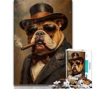 Jigsaws 1000 Pieces for Adults Smoking Bulldog,Help The Brain Exercise Addictive Toys to Cultivate Patience Perfect Decoration (38x26cm)