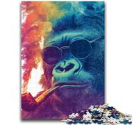 Jigsaws 1000 Pieces for Adults Smoking Chimpanzee Teenager Puzzles,is Ideal As Gifts for The Whole Family Suitable for And 14 (50x75cm)