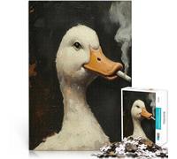 Jigsaws 1000 Pieces for Adults Smoking Duck Painting Anspruchsvolles Spiel und Familienspaß Perfekte Dekoration75x50cm
