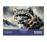 Jigsaws 1000 Pieces for Adults Snow Leopard Wall Art Print Jigsaws for Adults Hands-on Game Difficult Challenge Challenging Game Gifts 38x26cm/1000pcs