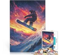 Jigsaws 1000 Pieces for Adults Snowboarder Sunset Herausforderndes Spielspielzeug Geeignet für die Schreibtischdekoration75x50cm