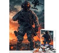 Jigsaws 1000 Pieces for Adults Soldier Combat Zone Helicopter Jigsaw for Teenagers Stress Reliever Parent-child Interaction Family Fun & Game Night (50x75cm)