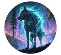 Jigsaws 1000 Pieces for Adults Spirit Wolf Round Paper Jigsaw Puzzles Brain Teaser Game,Interactive Family Game,Suitable for Ages 14+ (67.5x67.5cm)