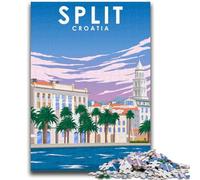 Jigsaws 1000 Pieces for Adults Split Croatia City Poster Family Fun for Is Ideal As A Gift for The Whole Family for And Age 14 Years Up (size 38x26cm)