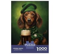 Jigsaws 1000 Pieces for Adults St Patrick Dachshund Jigsaws for Adults Hands-on Game Difficult Challenge Challenging Game Gifts 70x50cm/1000pcs