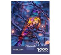 Jigsaws 1000 Pieces for Adults Stained Glass Bird Decorations Jigsaw for Adults Relaxing Games Presents for Women Fun at Home Activities, 70x50cm/1000pcs