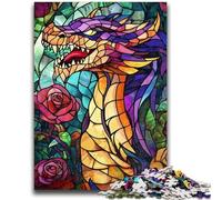 Jigsaws 1000 Pieces for Adults Stained Glass Dragon Help The Brain Exercise Addictive Toys to Cultivate Patience A Work of Art 26x38cm