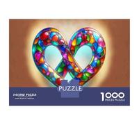 Jigsaws 1000 Pieces for Adults Stained Glass Heart Decorations Jigsaws for Adults Hands-on Game Difficult Challenge Challenging Game Gifts 52x38cm/1000pcs