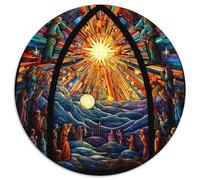 Jigsaws 1000 Pieces for Adults Stained Glass Nativity Jigsaw Puzzles for Adults, Ideal for Office,Bedroom,Living Room Decor 67.5x67.5cm