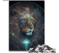 Jigsaws 1000 Pieces for Adults Starlight Visionary Lion Made of Wood, Perfect DIY Art Decor Or Birthday Gift 50x75cm Brain Teaser Game for Teenagers, Perfect