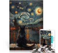 Jigsaws 1000 Pieces for Adults Starry Night And The Cat Made of cardboard,for age 14+ for educational game challenge toy Wish List with Santa Claus。size:26x38cm/10.24x14.96inch