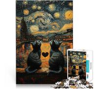 Jigsaws 1000 Pieces for Adults Starry Night Cats In Love Analysis and logic 38x52cm is ideal as gifts for the whole family for ages 14+