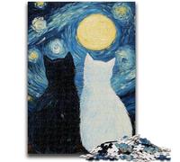 Jigsaws 1000 Pieces for Adults Starry Sky Black And White Cat 1000 Pieces for Teenagers,Fun Games Wall Decoration Unique Birthday And Xmas Gifts (50x75cm)