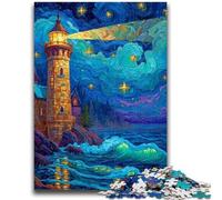 Jigsaws 1000 Pieces for Adults Starry Sky Lighthouse 1000 Piece Jigsaw,Stress Reliever Difficult Challenge Unique Home Decor And Gifts (26x38cm)