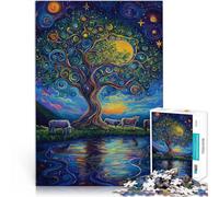 Jigsaws 1000 Pieces for Adults Starry sky tree of life Made of cardboard Suitable for ages 14 and up Staycation Kill time Gift ideas。size:38x52cm/14.96x20.47inch