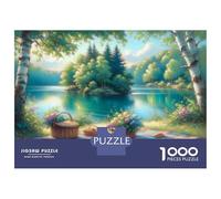 Jigsaws 1000 Pieces for Adults Summer Picnic by The Lake Jigsaws for Adults Hands-on Game Difficult Challenge Challenging Game Gifts 38x26cm/1000pcs